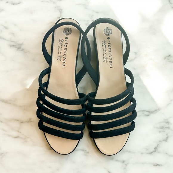 Eric Michael Black Strappy Elva Sandals - Picture 1 of 5